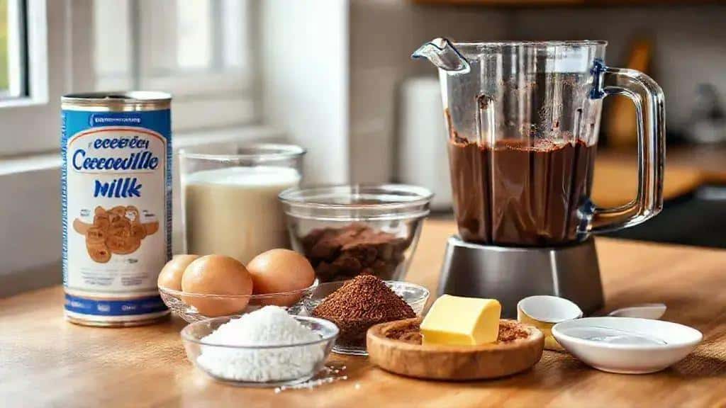 Ingredientes do pudim de chocolate de liquidificador