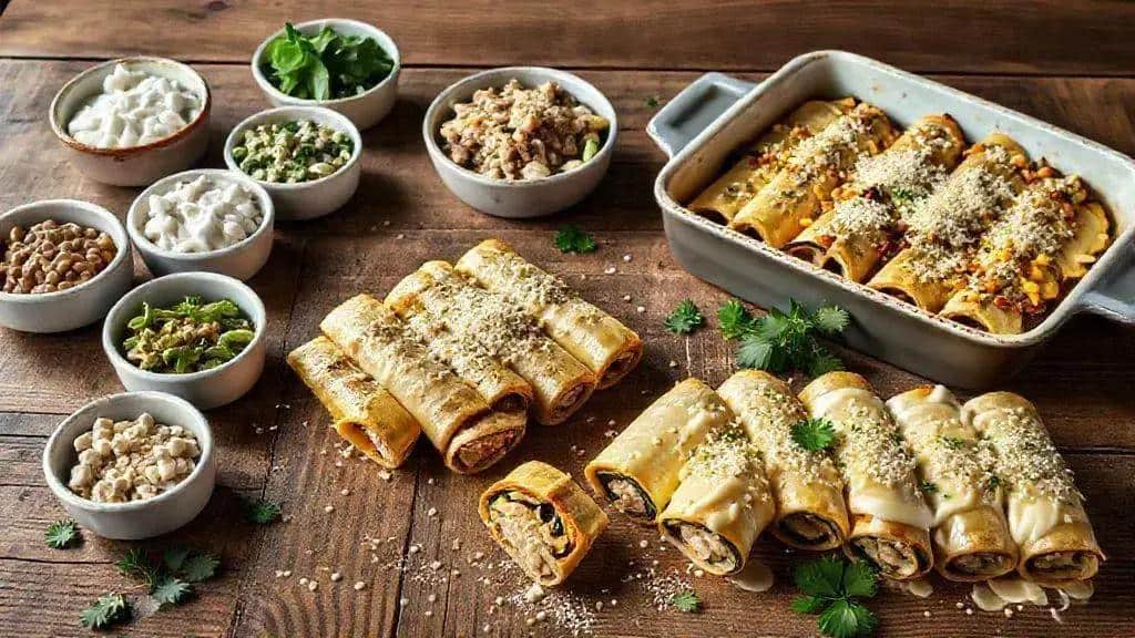 Variações e recheios alternativos do canelone de frango