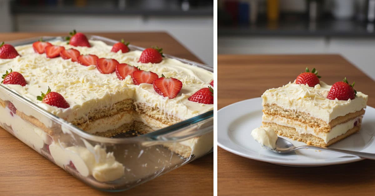 Pavê de Chocolate Branco com Morango - Pavê “Juras e Morangos” 6 pave de chocolate branco com morango pave juras e morangos social 16x9 1 - Mestre das Receitas - Os Blogs mais Incríveis da Web