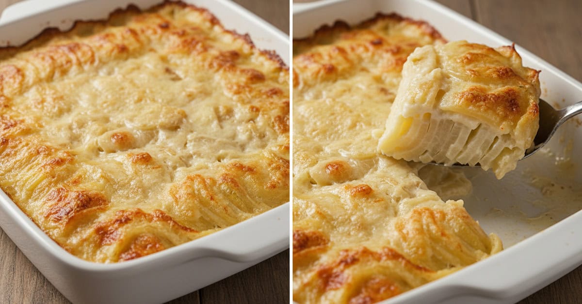 Leia mais sobre o artigo Batatas Fatiadas ao Forno Midwest scalloped potatoes