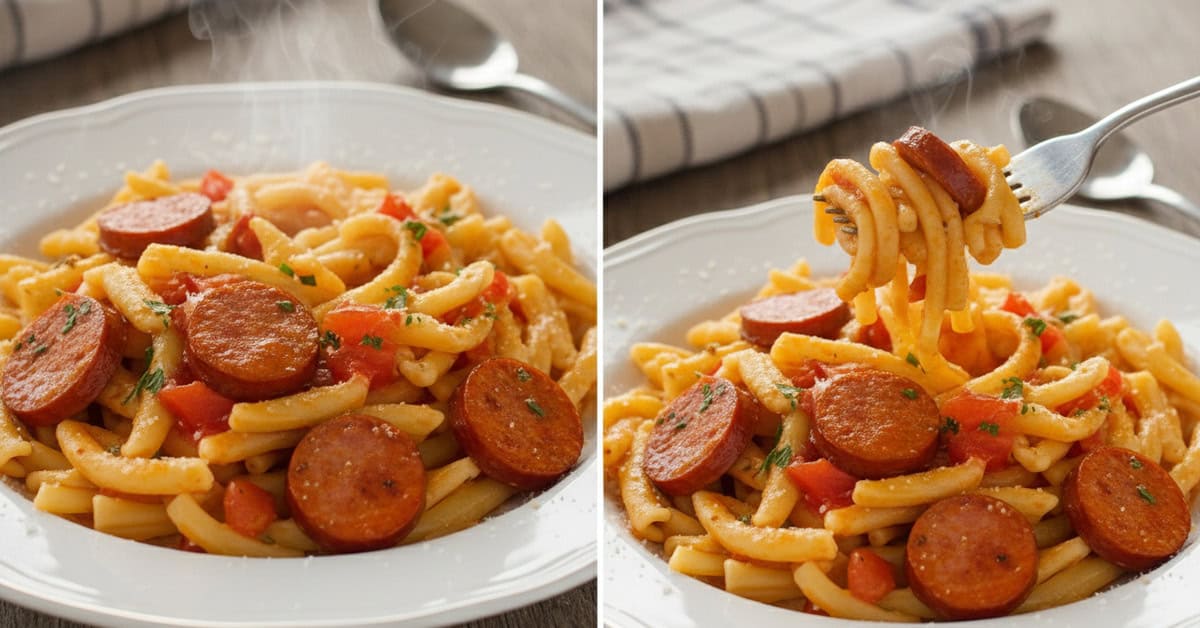 Macarrão com calabresa na panela de pressão que eu fiz em casa 1 macarrao com calabresa na panela de pressao que eu fiz em casa social 16x9 1 - Mestre das Receitas - Os Blogs mais Incríveis da Web