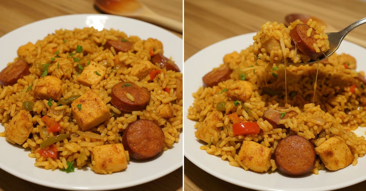 Leia mais sobre o artigo Arroz Cajun com Frango e Linguiça Cajun & Creole jambalaya