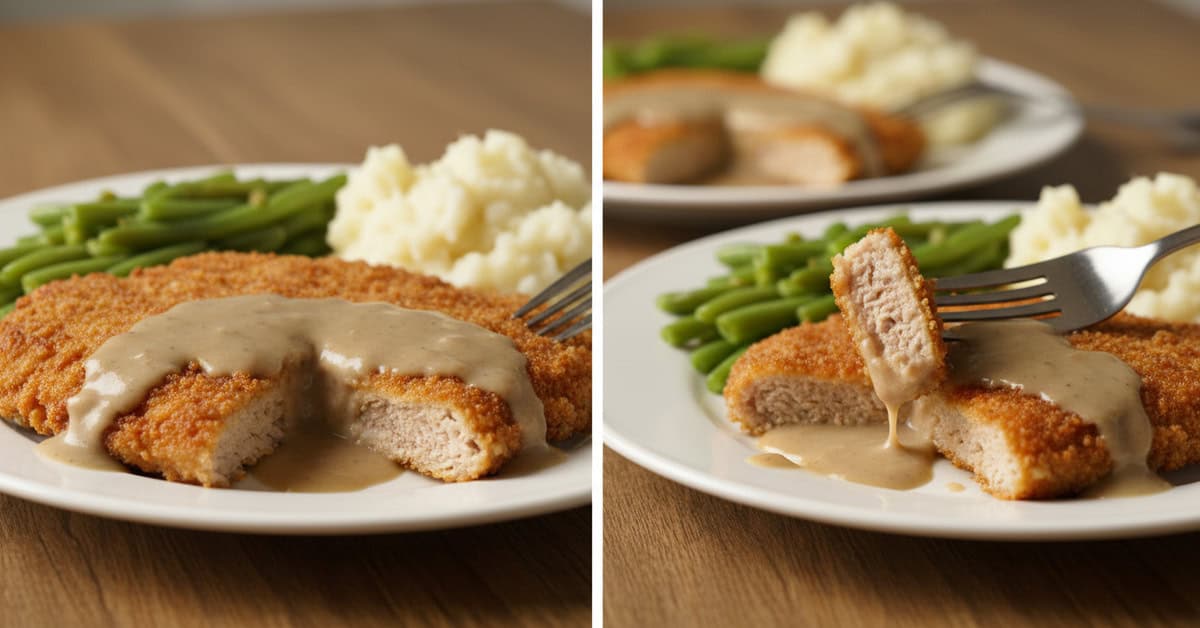 Bife Empanado com Molho Branco Sul dos EUA country fried steak 9 bife empanado com molho branco sul dos eua country fried steak social 16x9 1 - Mestre das Receitas - Os Blogs mais Incríveis da Web