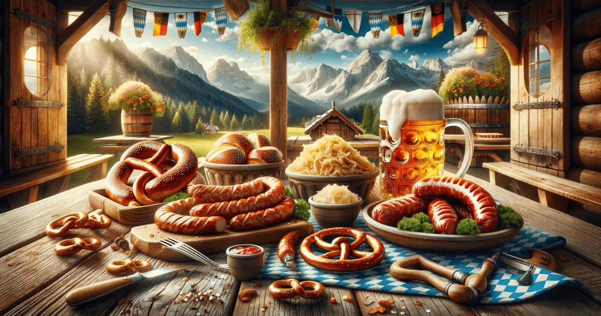 Robusta e reconfortante, a culinária alemã é famosa por suas salsichas, pães e pratos à base de carne, como o schnitzel. A influência da cerveja também é notável em várias receitas.