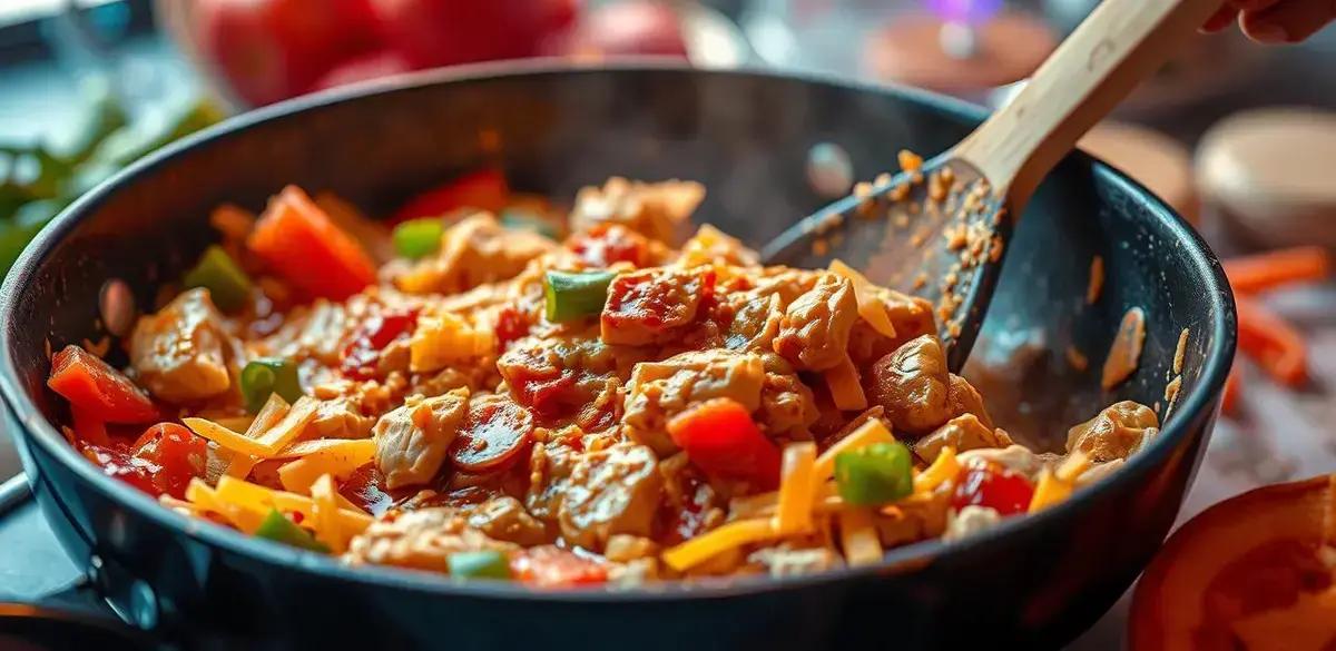 Preparando o Recheio das Enchiladas de Frango