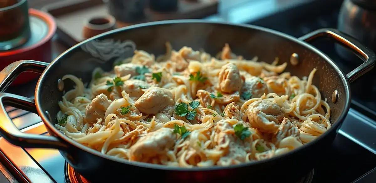 Preparando o Recheio do Bolo Salgado de Frango