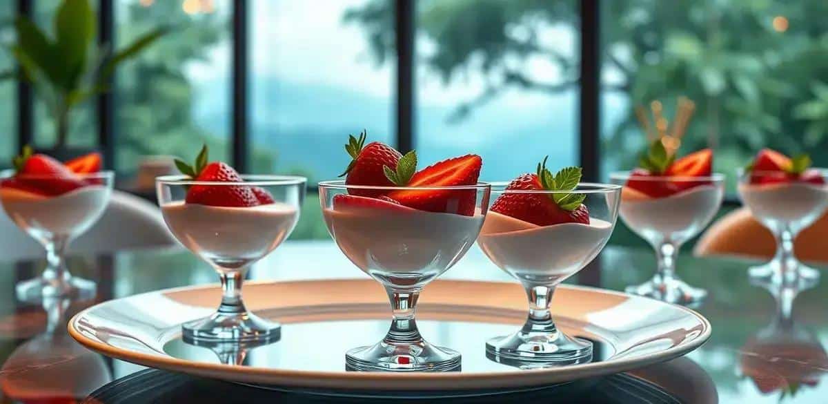 Como servir a Panna Cotta de Morango