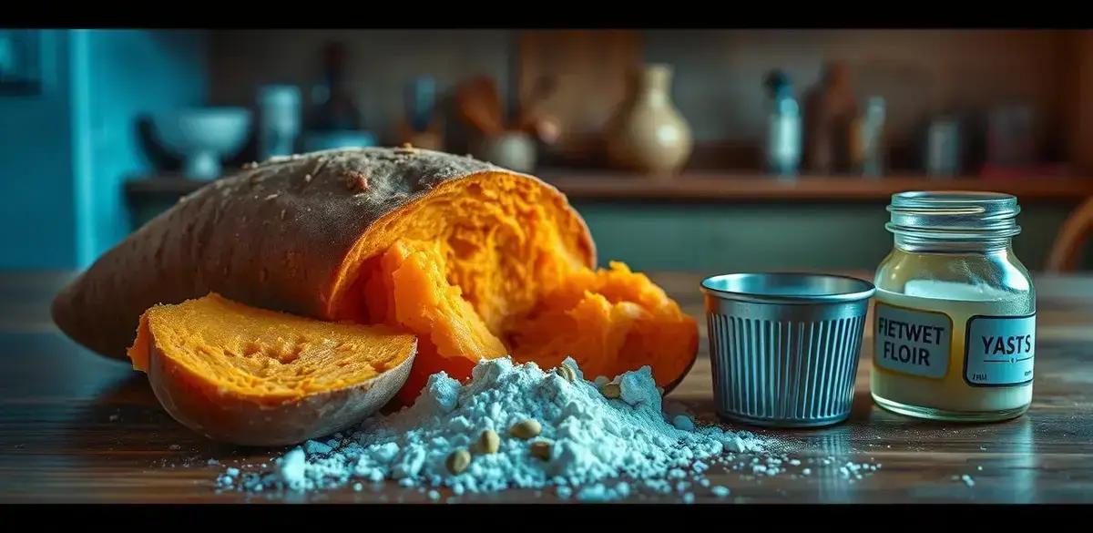 Ingredientes para o Pão de batata-doce light