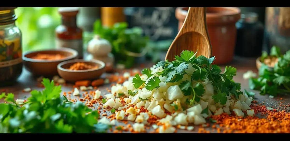 Preparação do tempero especial para Caruru