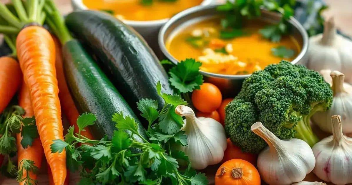 Benefícios dos ingredientes na Sopa de legumes express
