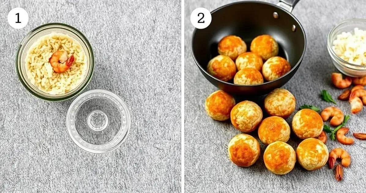Modo de Preparo do Bolinho de Arroz com Camarão