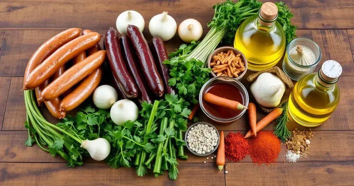 Ingredientes da Linguiça Acebolada
