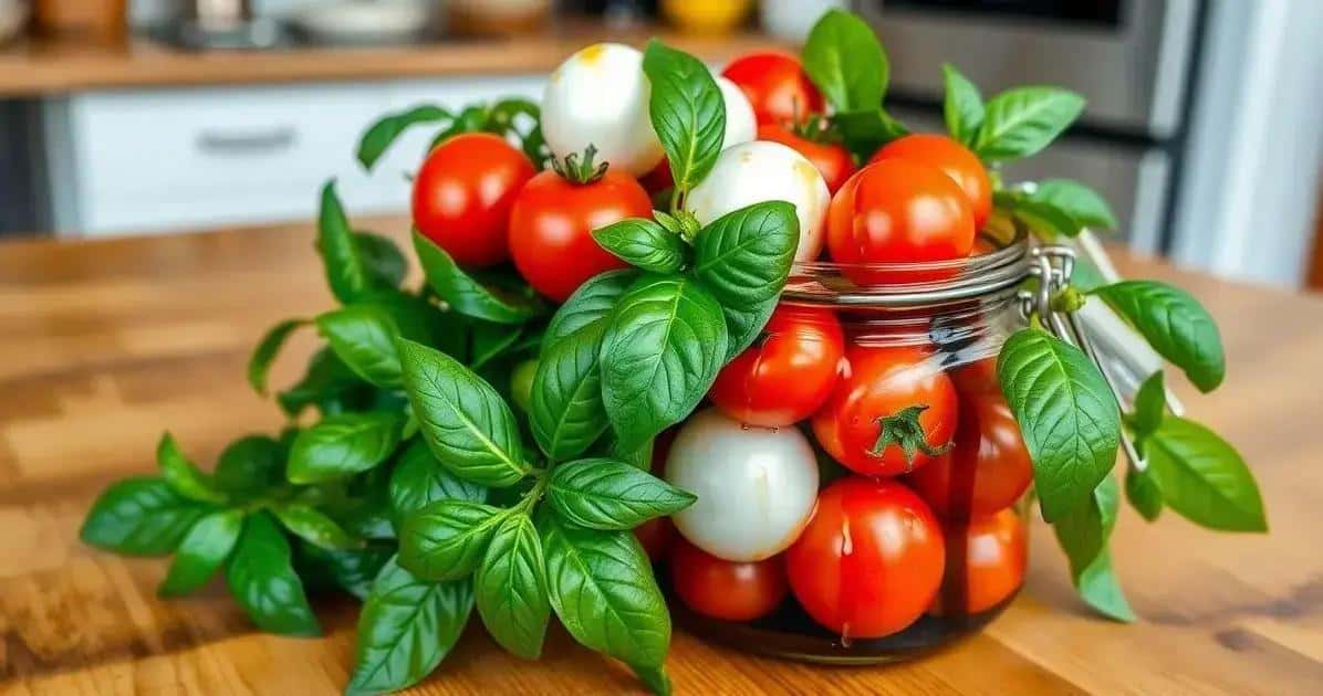 Ingredientes da Salada Caprese no Pote