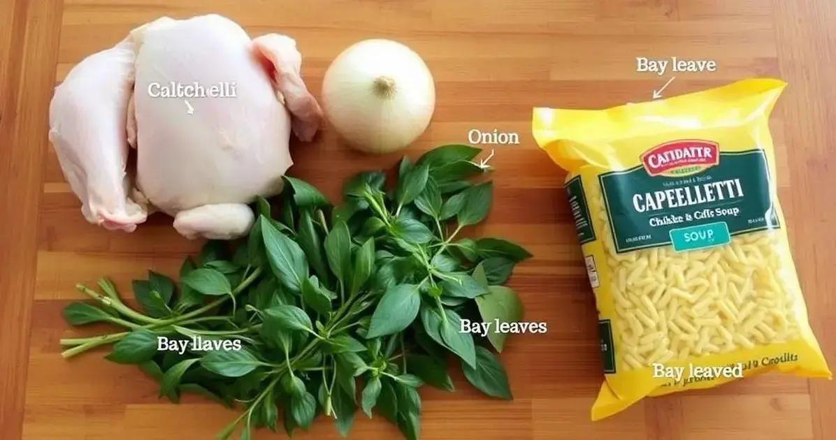 Ingredientes da Sopa de Capeletti com Frango