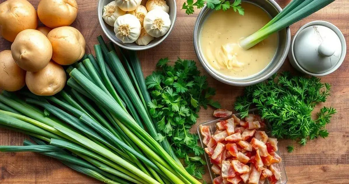 Ingredientes do Creme de Alho Poro com Bacon e Linguiça
