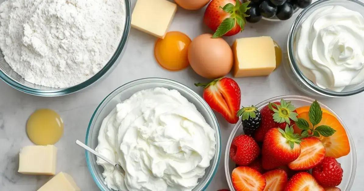 Ingredientes para Bolo no Pote com Chantilly