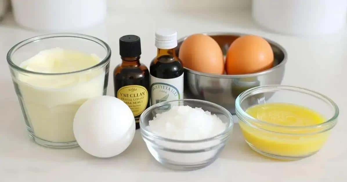 Ingredientes para o Creme Brulée
