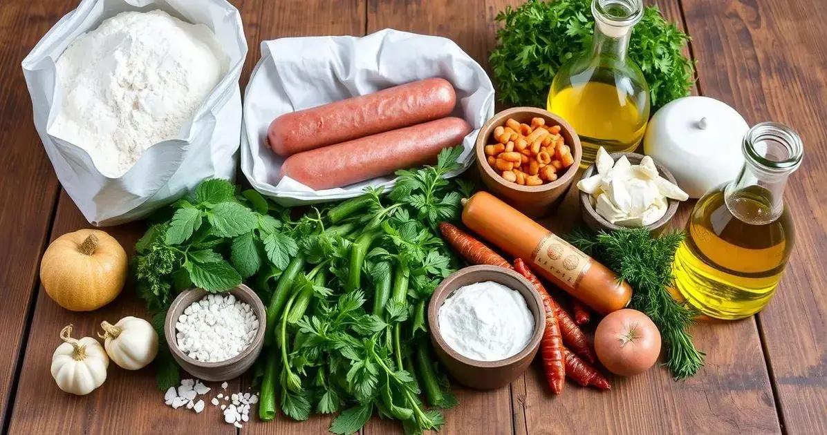 Ingredientes para o Melhor Pão com Linguiça