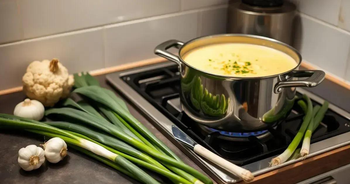 Método de Preparação do Creme De Couve Flor E Alho Poró