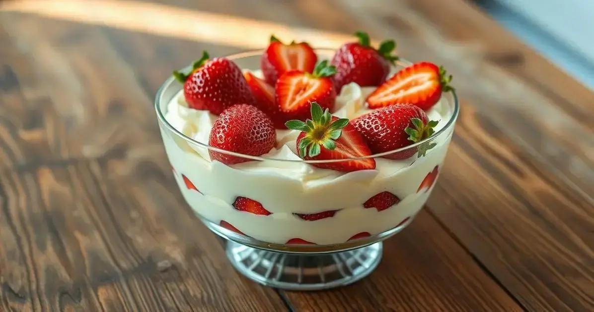 Pavê de Chocolate Branco com Morango - Pavê “Juras e Morangos”