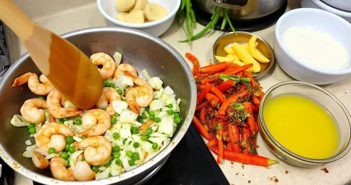 Preparando o recheio do Acarajé