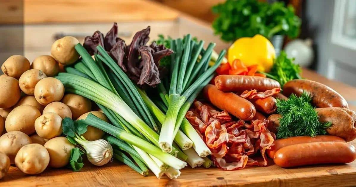 Ingredientes do Creme de Alho Poro com Bacon e Linguiça