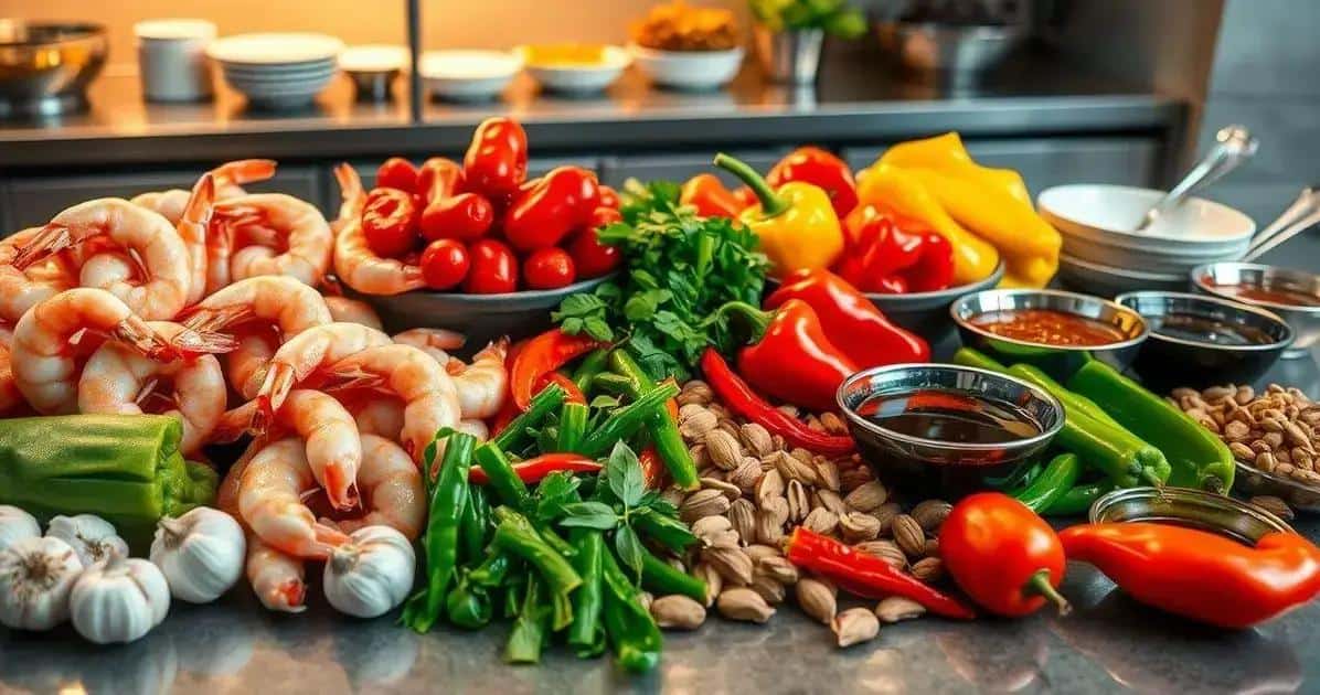 Ingredientes para o Camarão Kung Pao